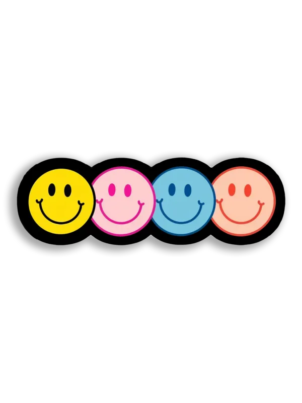 Four Colorful Smiley Faces Sticker