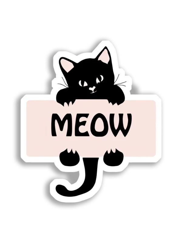 Black Cat Says Meow Sticker