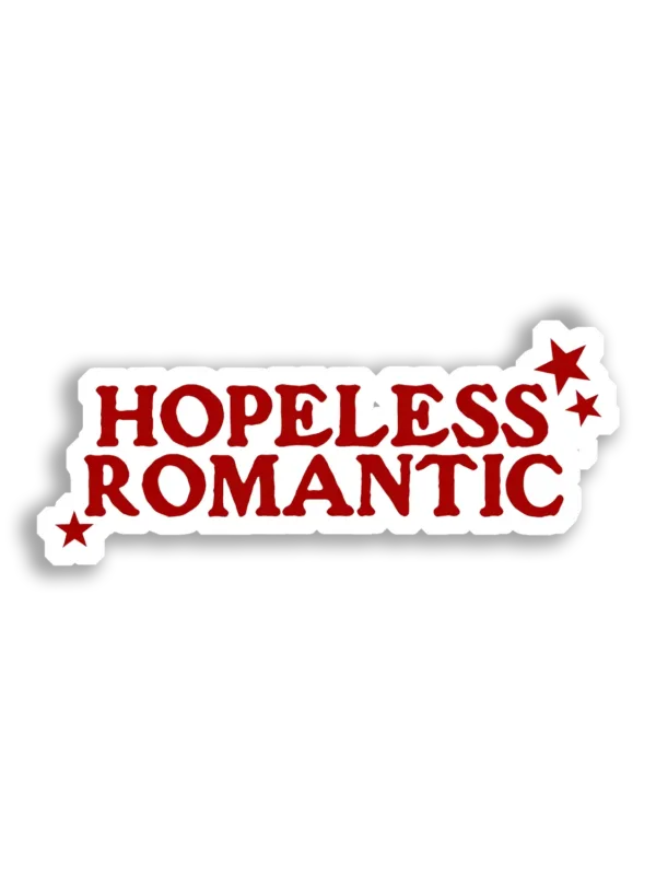 Hopeless Romantic With Red Stars Sticker