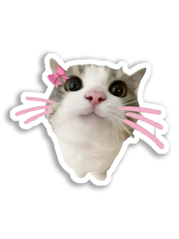 Cute Cat With a Pink Bow Sticker