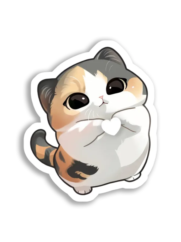 A Cute Cat Holding a Heart Sticker