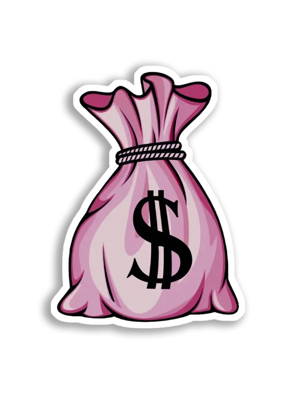 Pink Money Bag With Dollar Sign Sticker