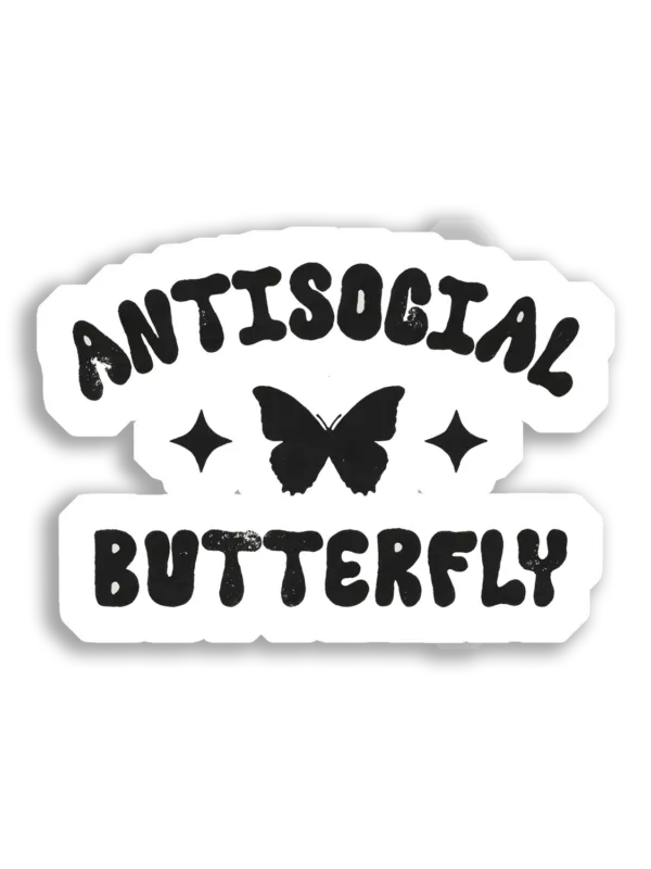 Antisocial Butterfly Sticker Design Sticker