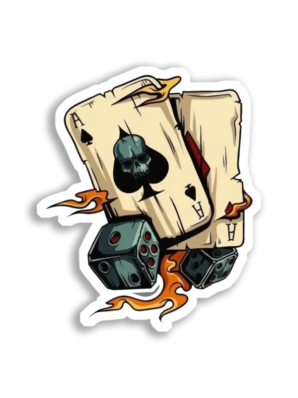 Aces and Dice on Fire Sticker