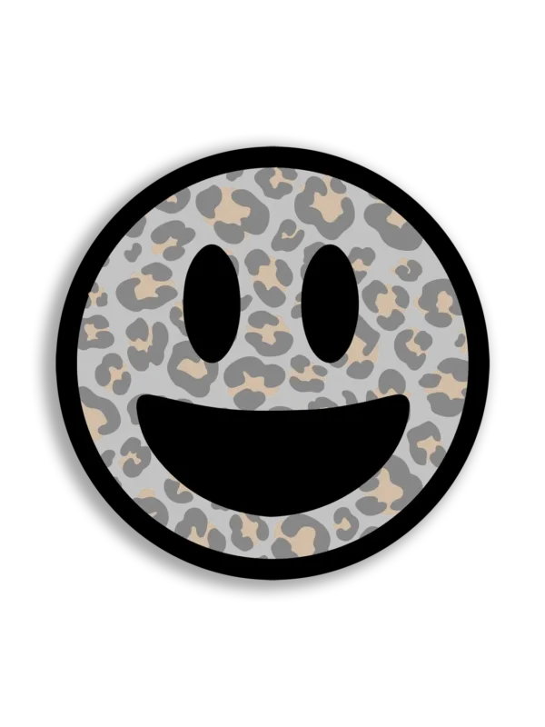 Smiling Leopard Print Emoji Face Sticker