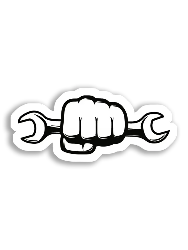 Fist Holding A Wrench Car Sticker