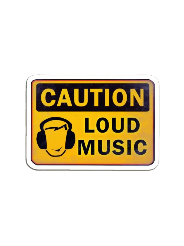 Caution Loud Music Warning Sign Sticker