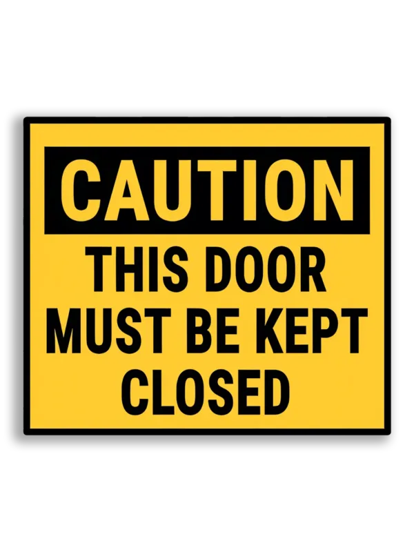 Caution This Door Must Be Kept Closed Sticker