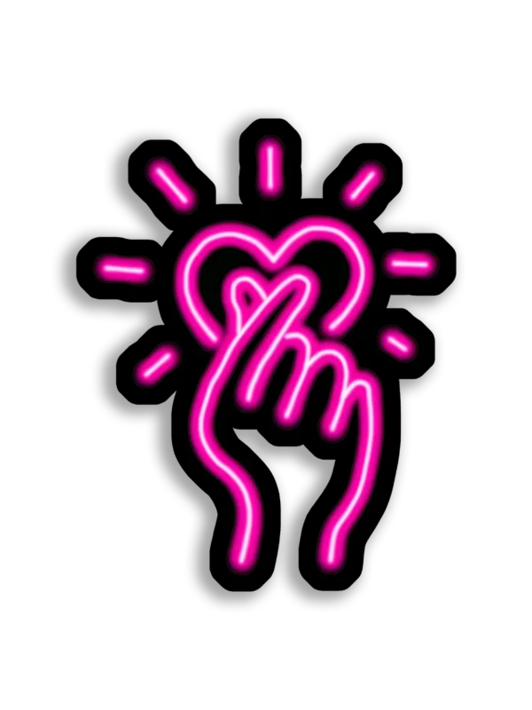 Neon Pink Heart Finger Sign Sticker