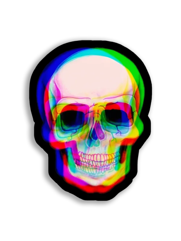 Rainbow Skull on Black Background Sticker