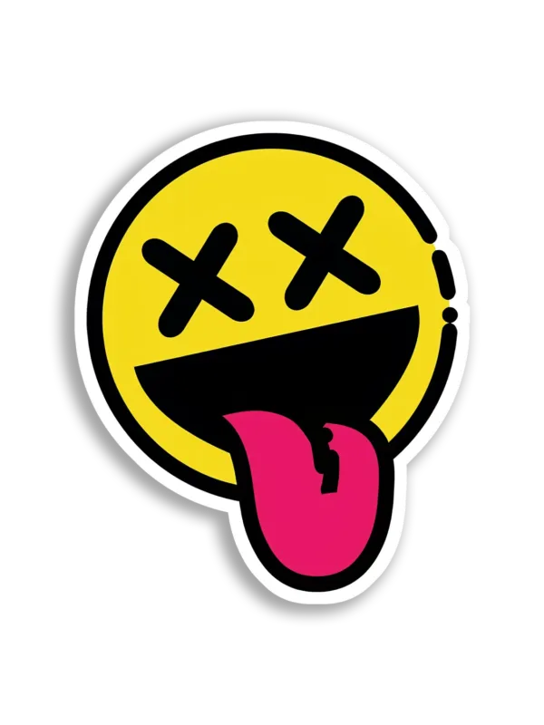 Dead Smiley Face With Tongue Out Sticker