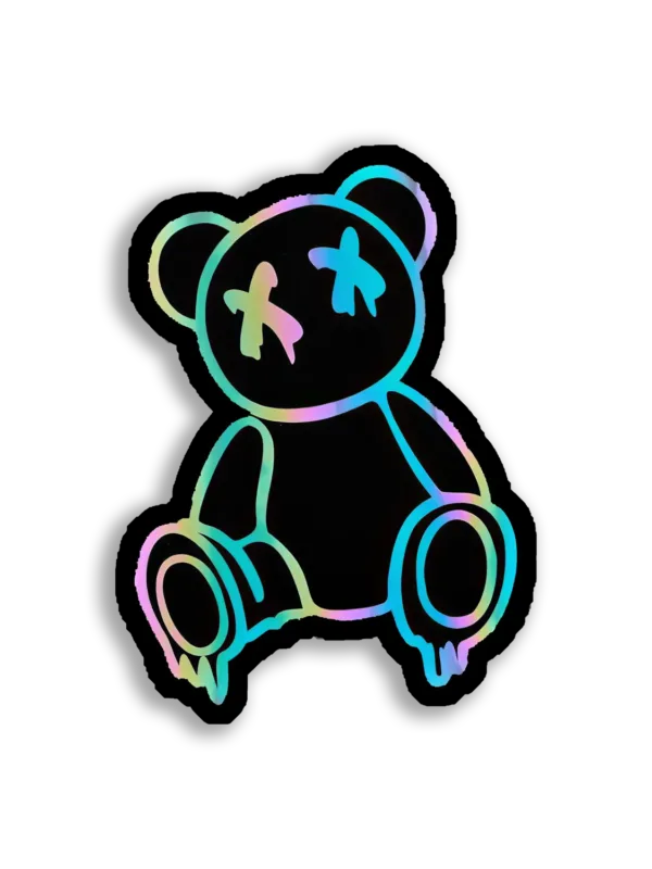 Iridescent X-Eyed Bear Sticker