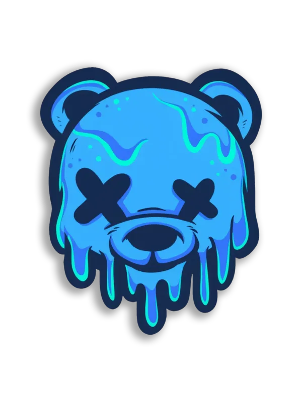 Melting Blue Bear Face Sticker