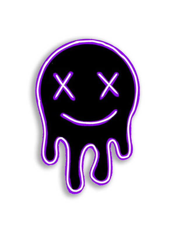 Purple Melting X-Eyed Smiley Face Sticker