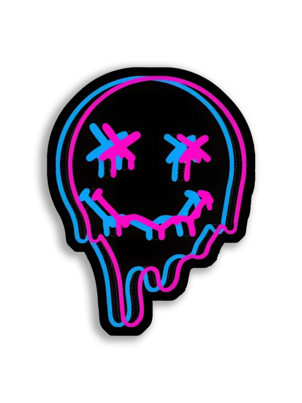 Melting Neon Smiley Face Sticker