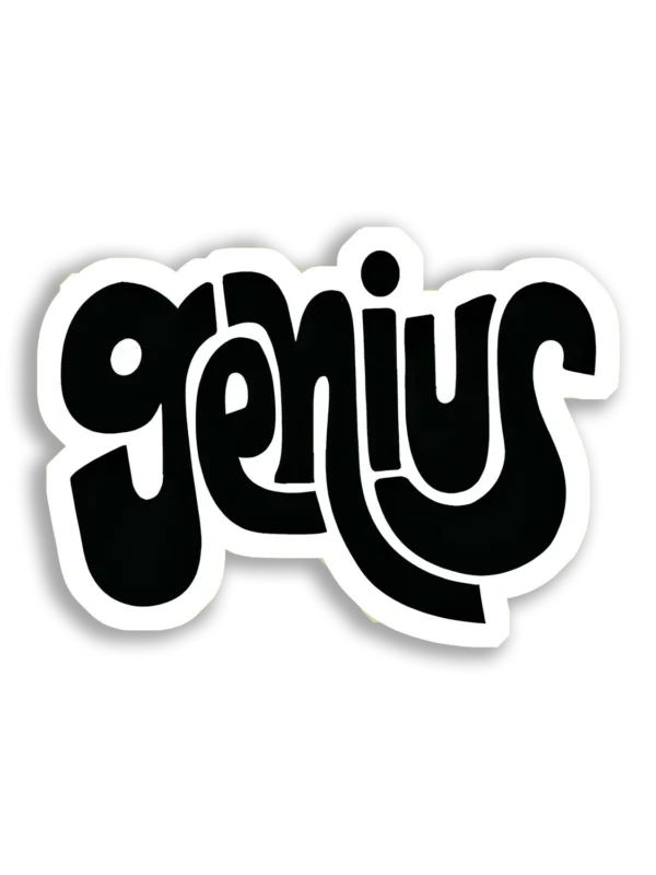Genius Sticker in Bold Black Text Sticker
