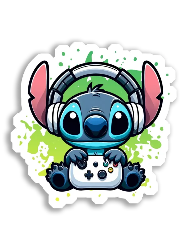 Stitch Plays Video Games Sticker