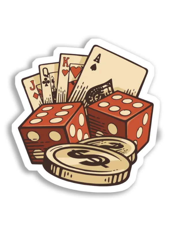 Jack, Queen, King, and Ace of Gambling Sticker