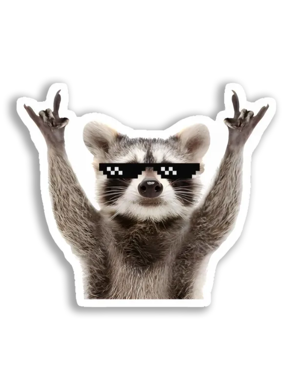 Raccoon Rocking Out With Thug Life Glasses Sticker