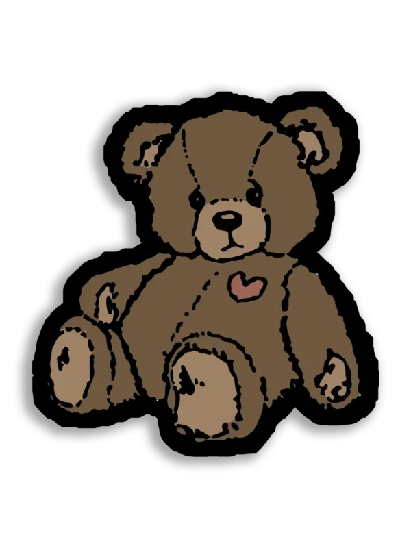 A Cute Brown Teddy Bear Sits Sticker