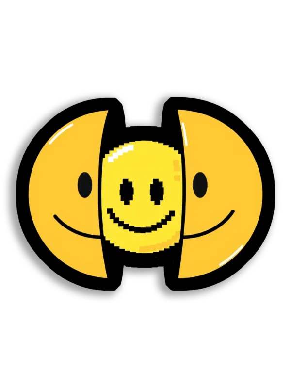 Pixelated Smiley Face Reveal Sticker