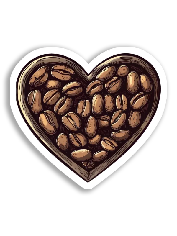 Heart Full of Coffee Beans Sticker
