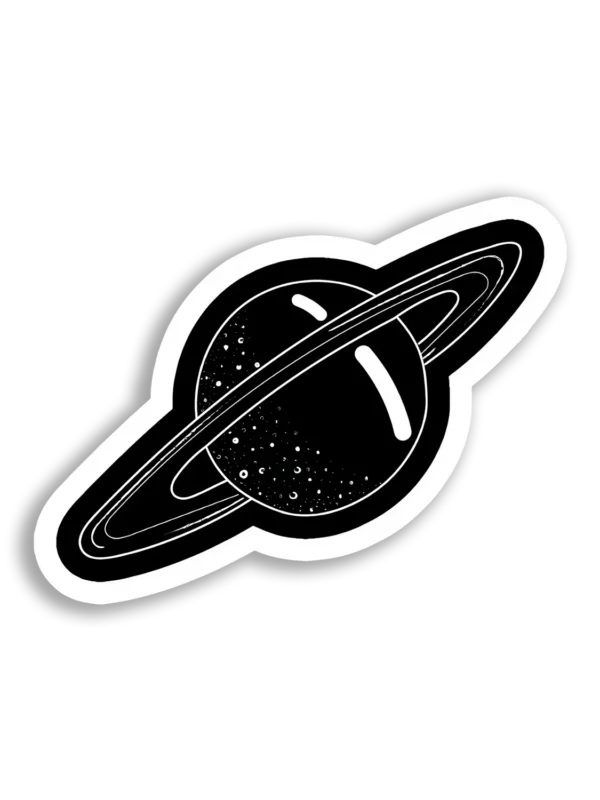 Black and White Saturn Sticker