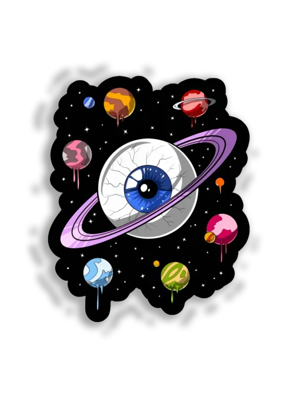 Eye in Space With Melting Planets Sticker