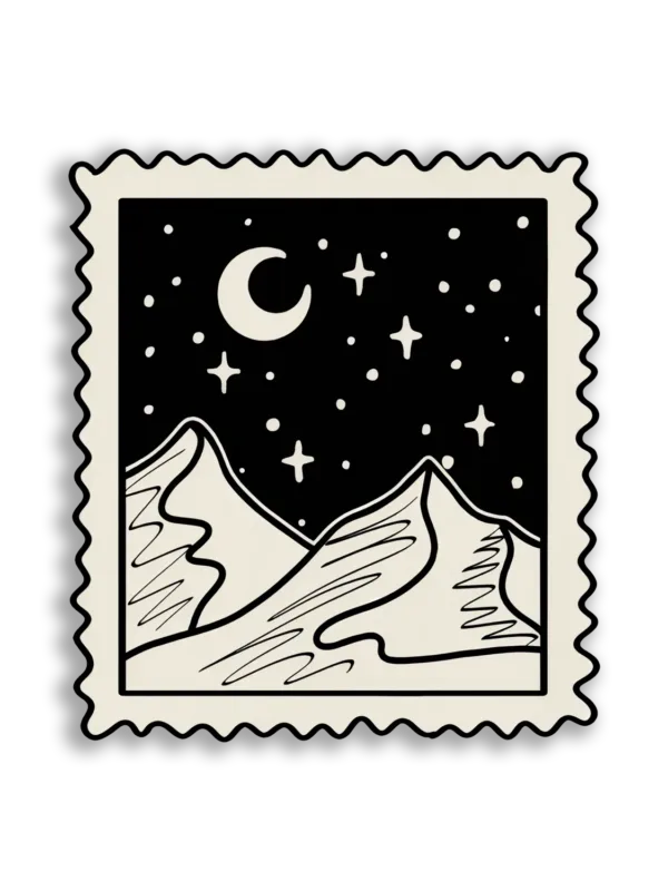 Desert Night Sky Postage Stamp Sticker