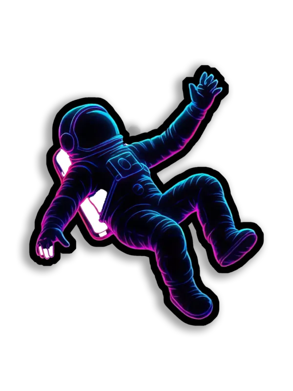 Neon Astronaut Floating in Space Sticker