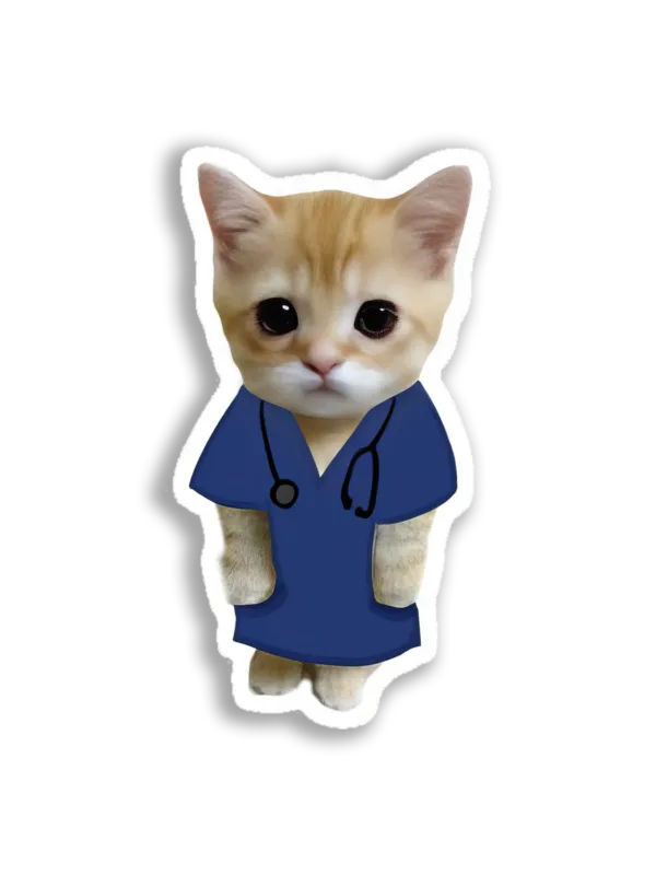 Cute Cat Doctor Sticker