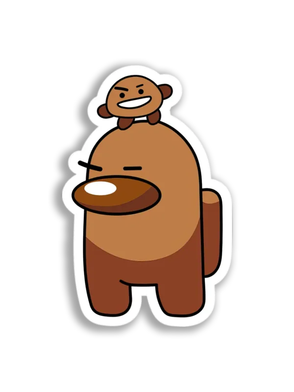 Brown Among Us Bear Sticker