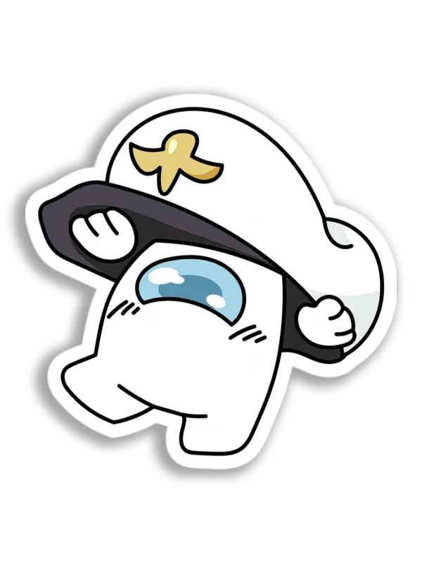 White Among Us Captain Sticker