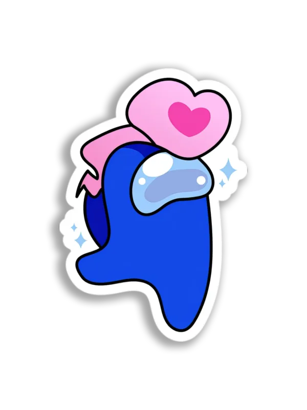 Blue Among Us Heart Hat Sticker