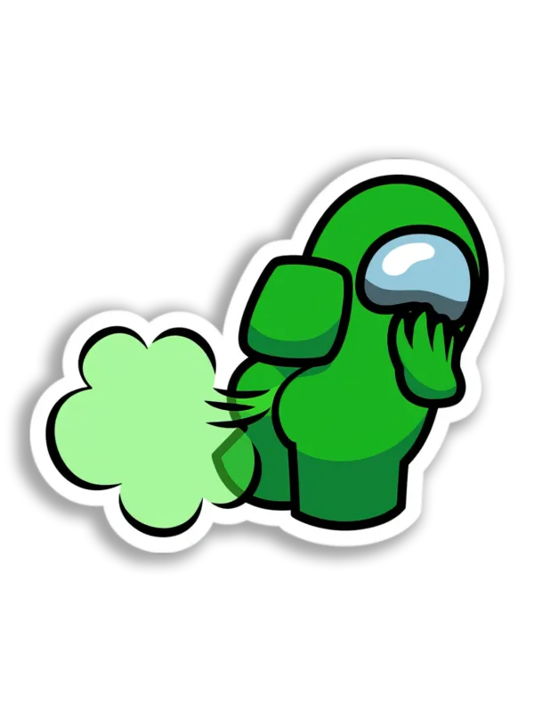 Green Among Us Farting Sticker