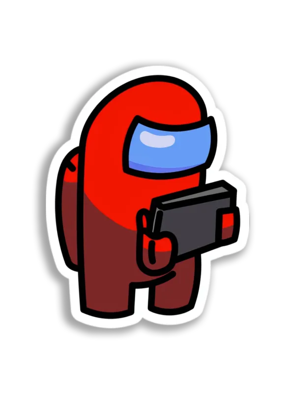 Red Among Us Reading Sticker