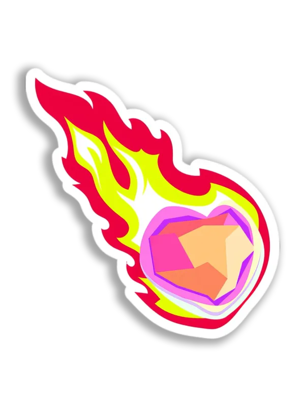 Fiery Heart Gem Sticker