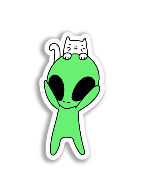 Alien With Cat Sticker