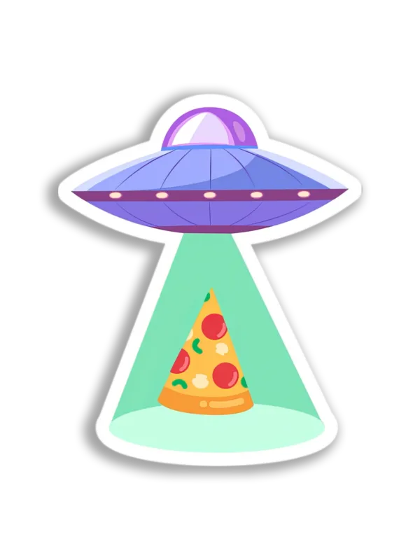 UFO Pizza Slice Abduction Sticker