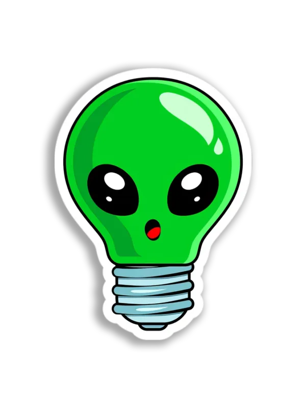 Green Alien Bulb Sticker