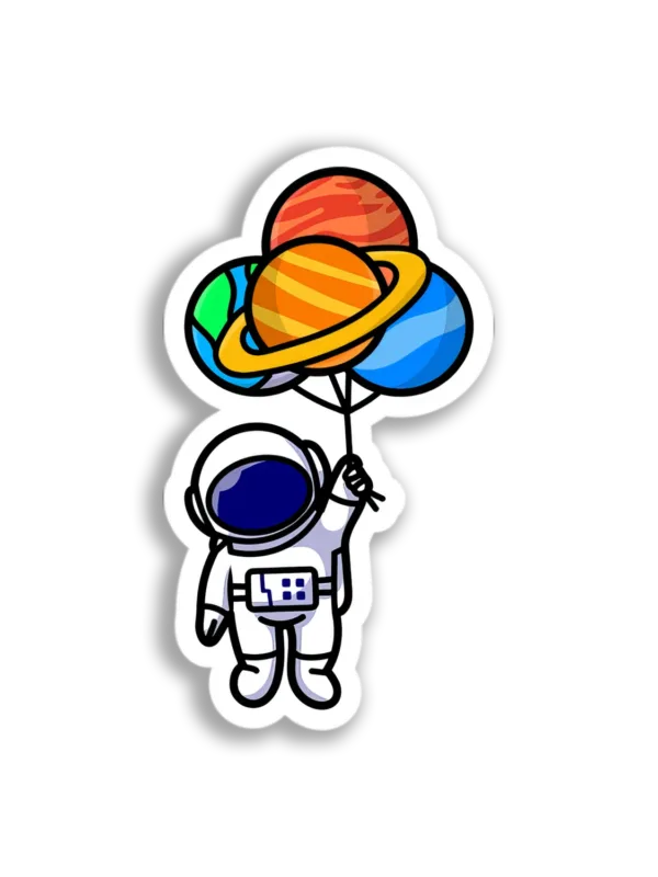 Astronaut Planet Balloons Sticker