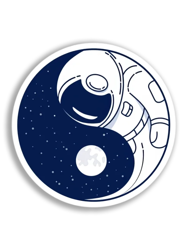Astronaut Yin Yang Design Sticker