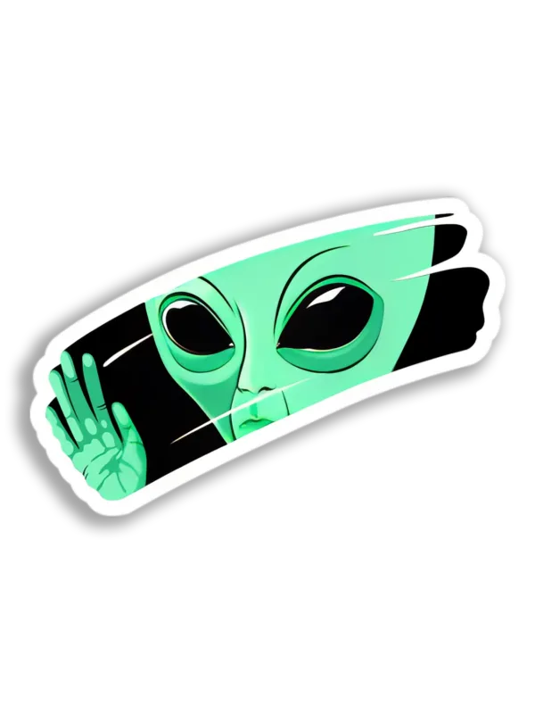 Alien Waving Goodbye Sticker