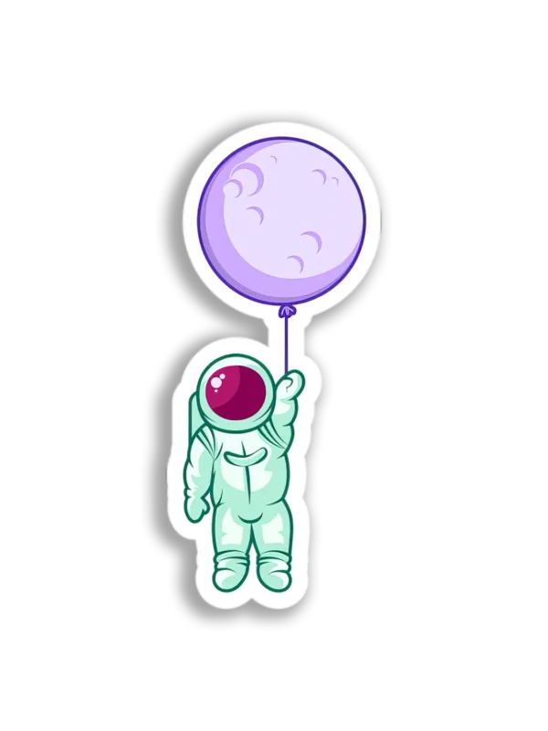 Astronaut and Moon Balloon Sticker