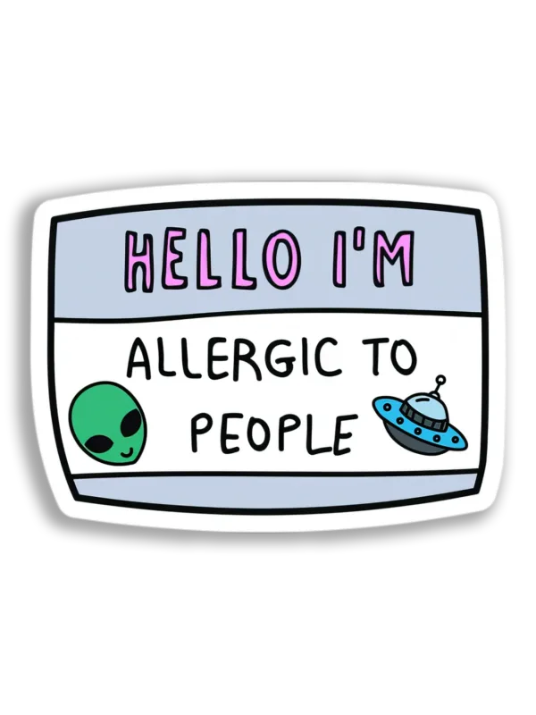 Alien Allergy Name Tag Sticker