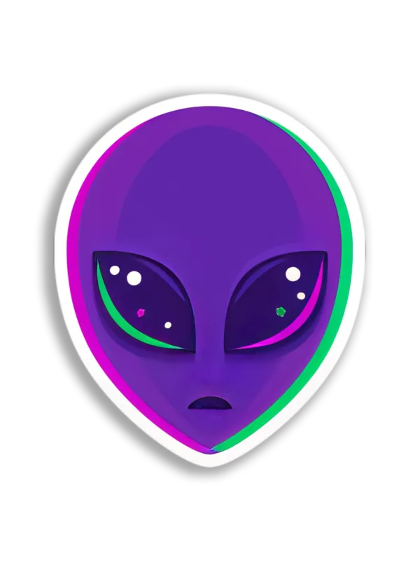 Purple Alien Head Sticker