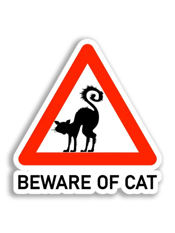 Beware Cat Warning Sticker