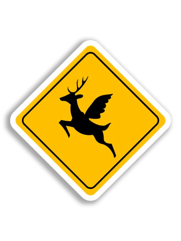 Winged Deer Warning Sticker
