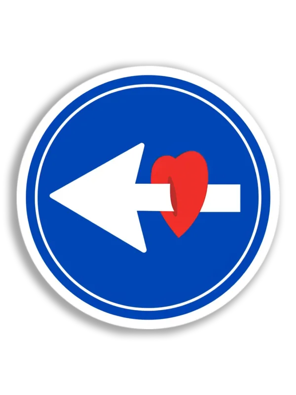 Heart Left Arrow Sign Sticker