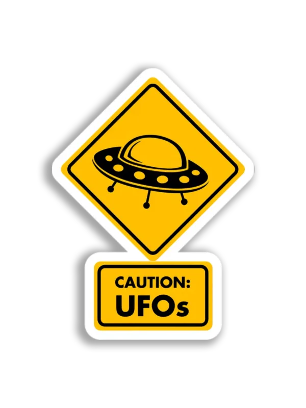 UFO Caution Sign Sticker